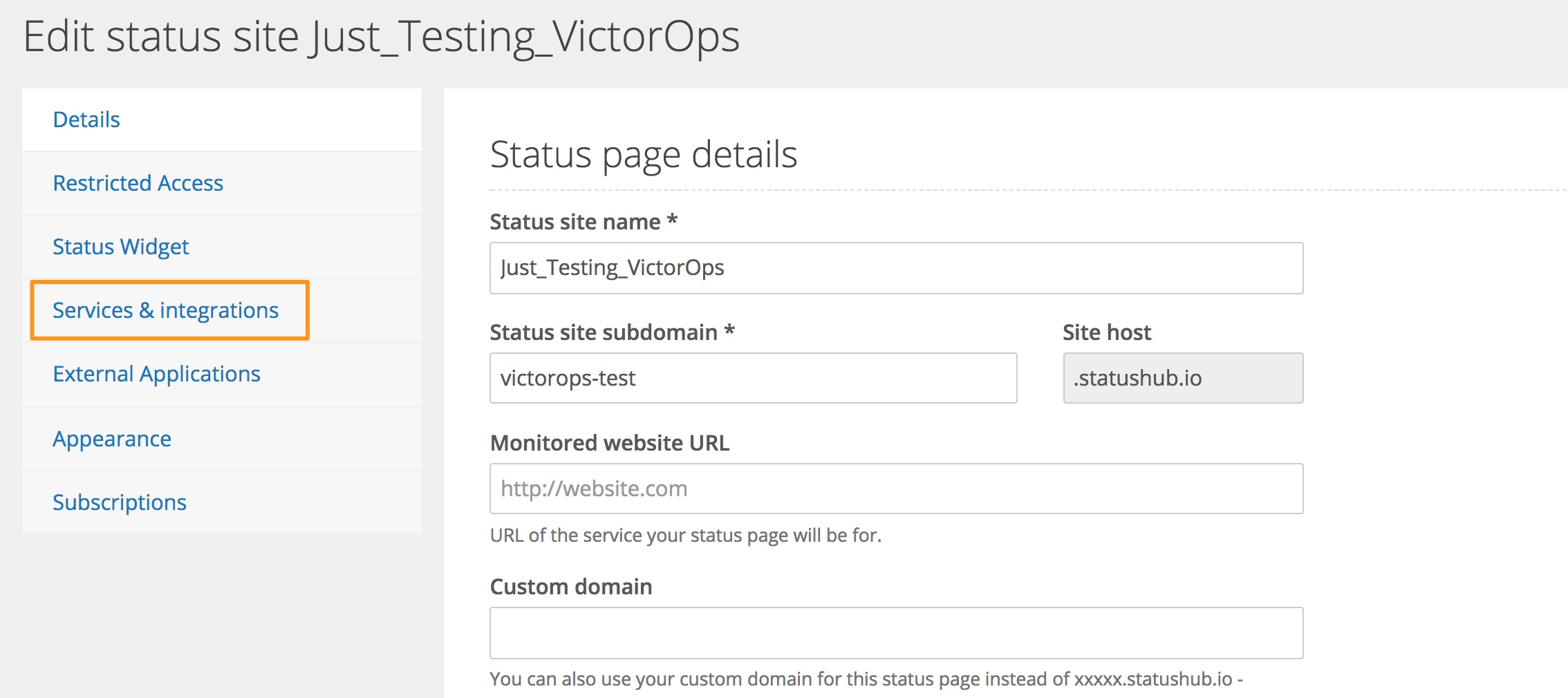 Select services and integrations